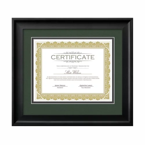 Cadre de certificat Fleetwood - Noir/Vert forêt 8½"x11"