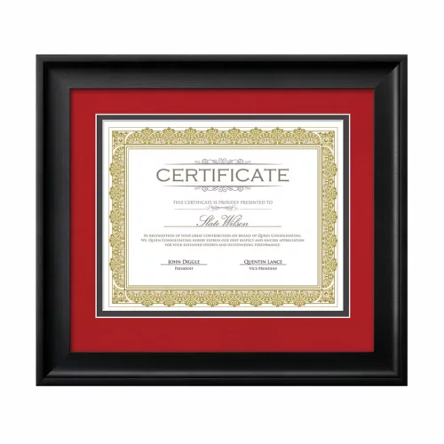 Cadre de certificat Fleetwood - Noir/Riviera Rouge 8½"x11"