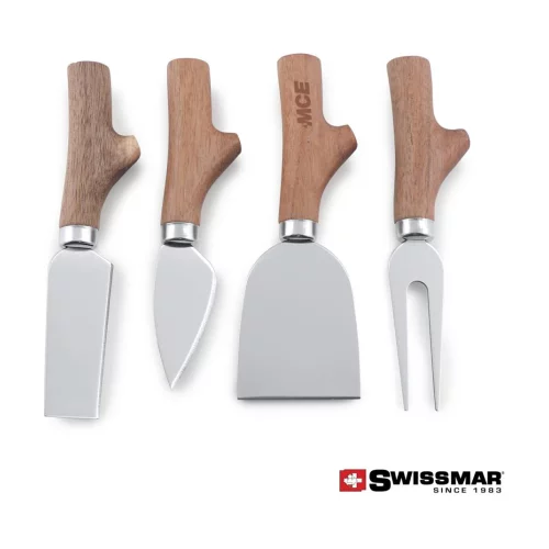 Ensemble de couteaux à fromage Swissmar® 4 pièces avec manche en acacia - Acier inoxydable