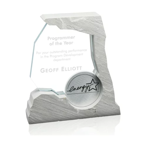 Plateau Award - Starfire/Aluminum/Sandstone 8"