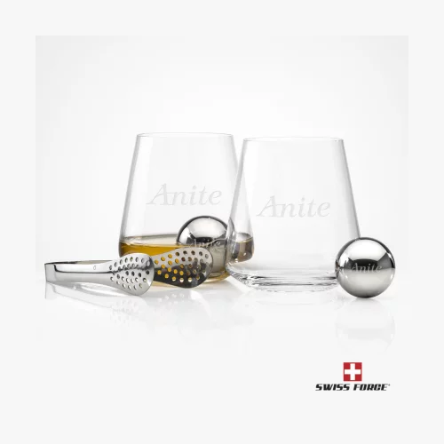 Boules en acier inoxydable Swiss Force® & 2 verres double old fashioned Breckland