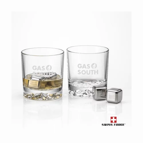 Glaçons en acier inoxydable Swiss Force® & 2 verres à vin Cassidy OTR