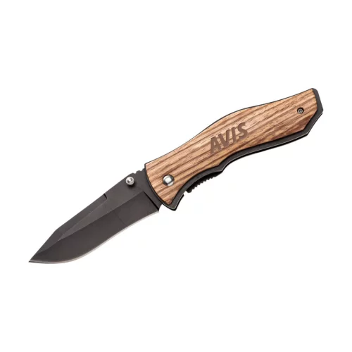 National Pocket Knife w/Wooden Handle - Black