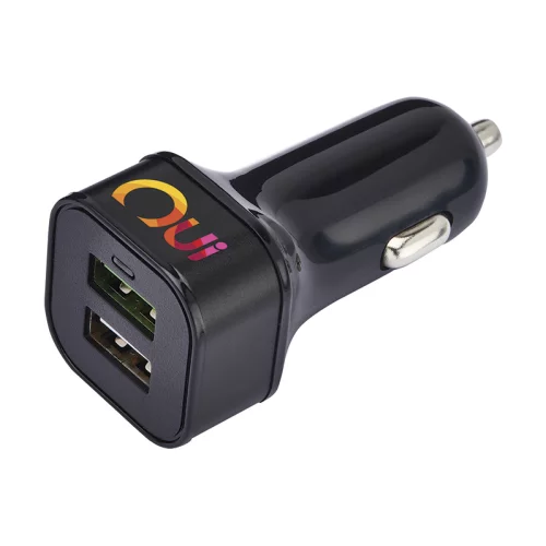 Chargeur de voiture double USB à tête carrée 3.0 avec QC