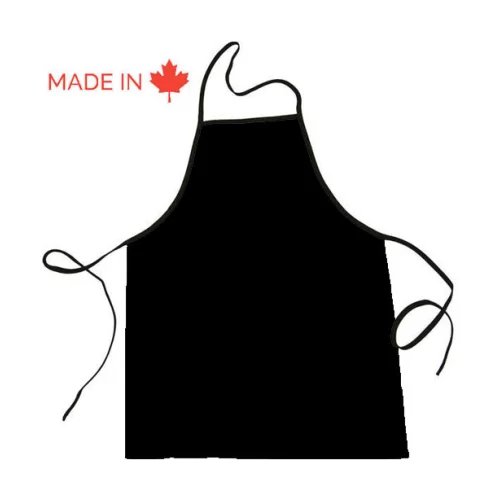 Tablier en polycoton noir 7-8 oz, 20'' x 28'' - Coins carrés