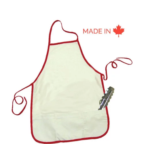 Tablier en coton naturel de 7-8 oz, 20'' x 28'' avec poches.