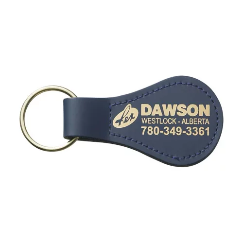 Top Grain Leather Large Tear Drop 2 Sided Sewn Key Tag (1 5/8"x2 1/2")