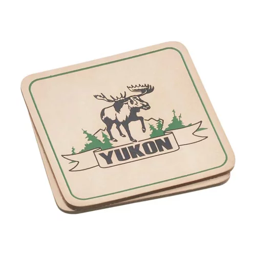 Ensemble de 2 dessous-de-verre carrés en cuir naturel