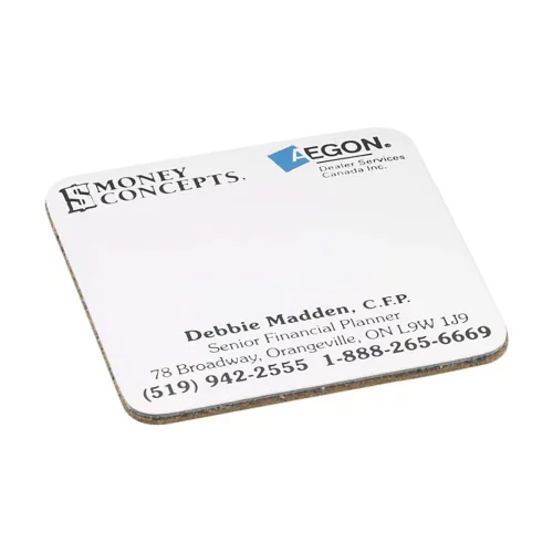 Sous-verre carré en cuir avec dos en liège