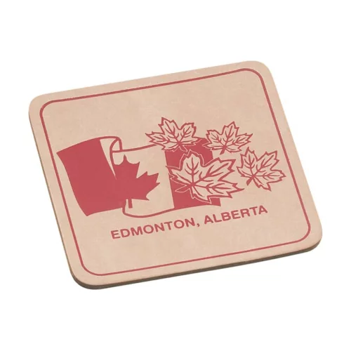 Sous-verre carré en cuir naturel avec coins arrondis