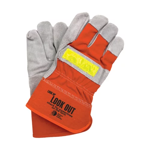 Gants de sécurité en cuir fendu avec bande réfléchissante - orange