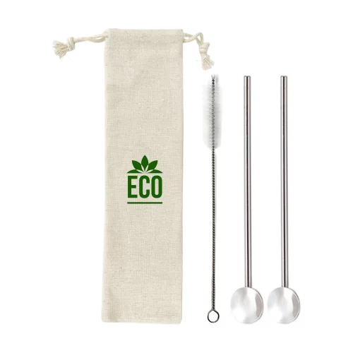 Ensemble de pailles cuillères à cocktail en acier inoxydable