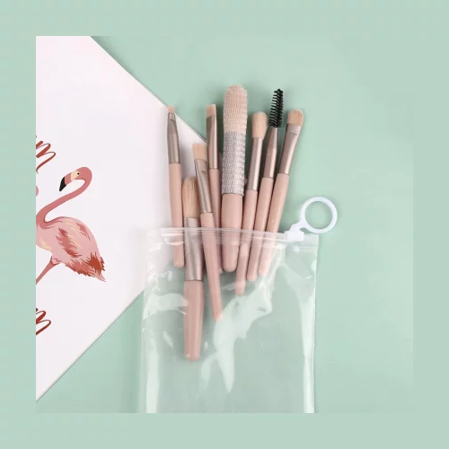 Ensemble de 8 mini pinceaux de maquillage avec sac en PVC