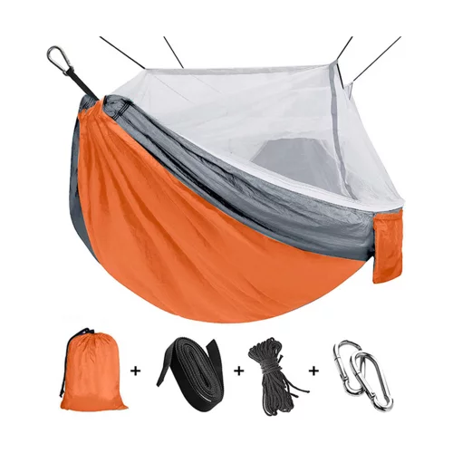 Hamac extérieur portable léger en nylon 210T avec filet anti-moustiques