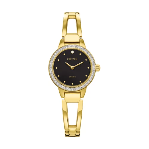 Montre Citizen® pour femme en acier inoxydable doré avec cristaux.