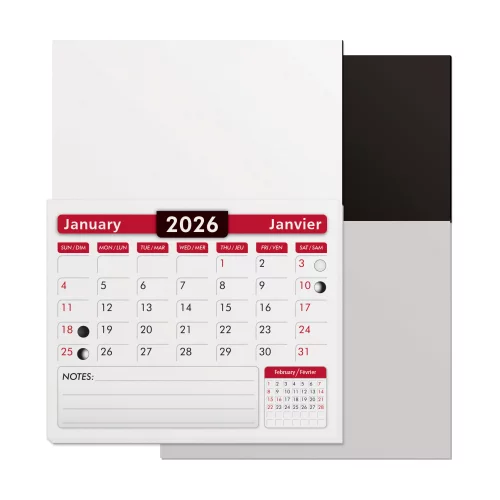 Aimant vierge avec bloc-notes de calendrier (2"x3.5")