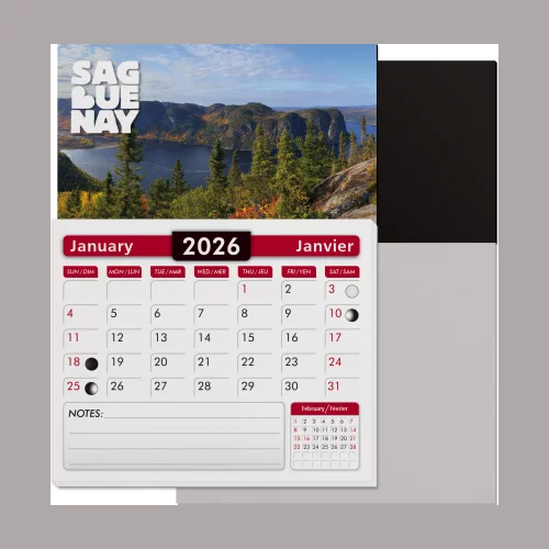 Carte magnétique en quadrichromie avec calendrier sur stock