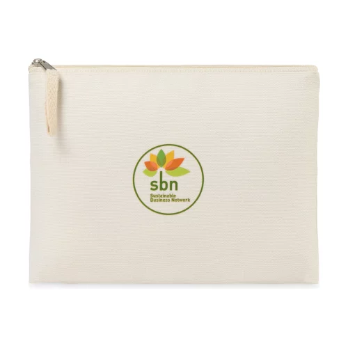 Pochette zippée en coton recyclé AWARE™ - Naturel