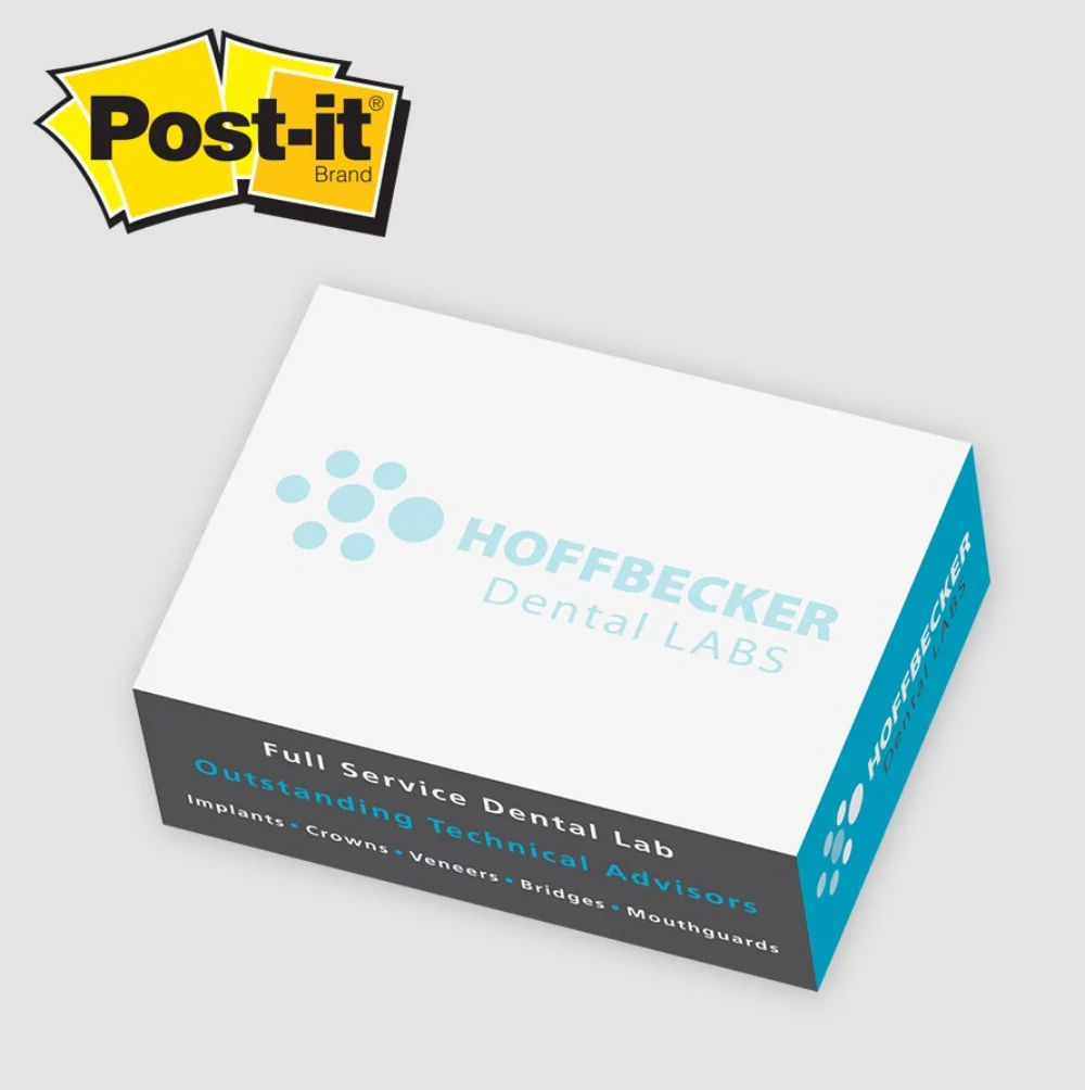 Bloc-notes Post-it® personnalisé en forme de cube rectangle (3"x4"x1 3/8")