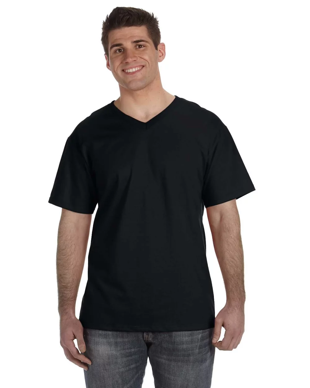 T-shirt col V en coton HD pour adulte de Fruit of the Loom.