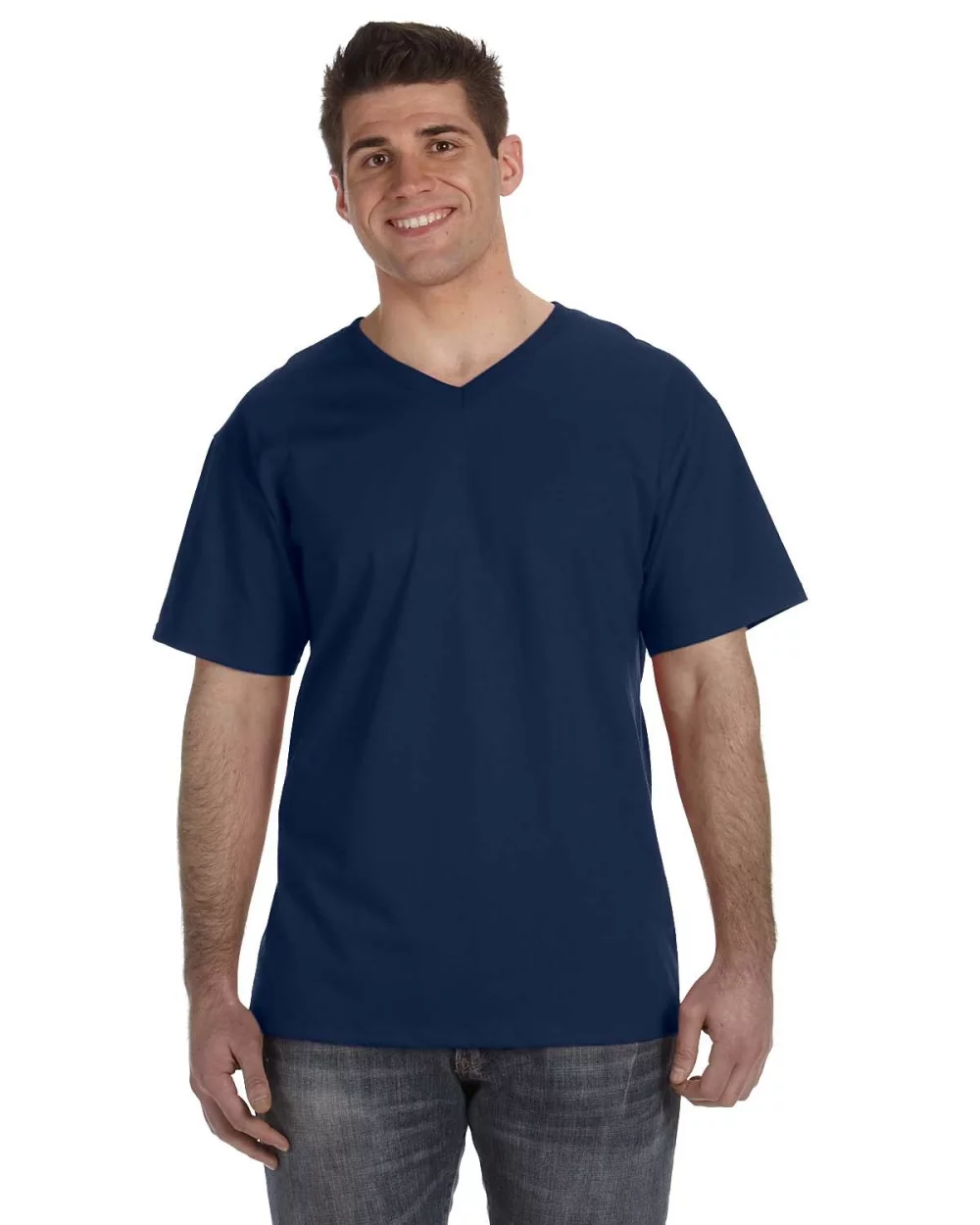 T-shirt col V en coton HD pour adulte de Fruit of the Loom.
