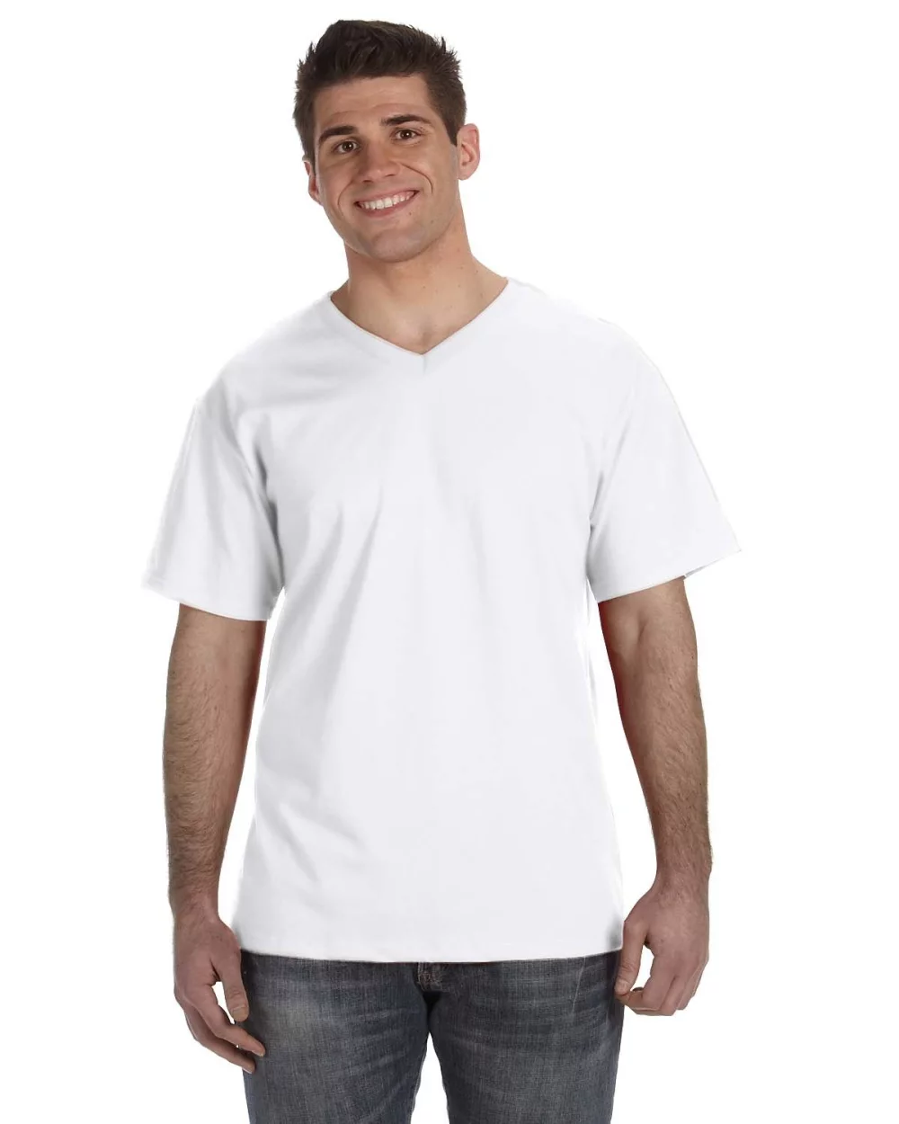 T-shirt col V en coton HD pour adulte de Fruit of the Loom.
