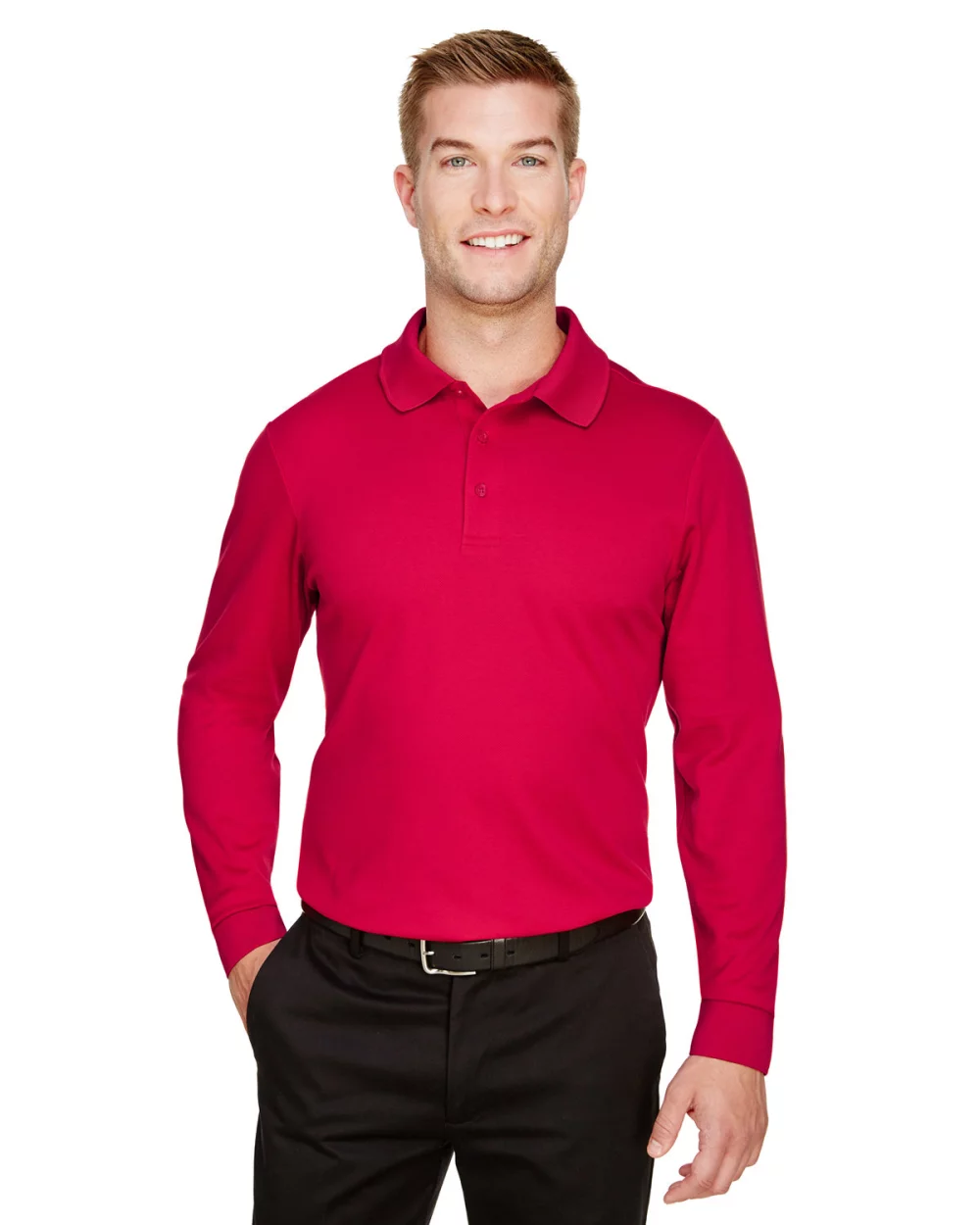 DEVON AND JONES CrownLux Performance® Men's Plaited Long Sleeve Polo