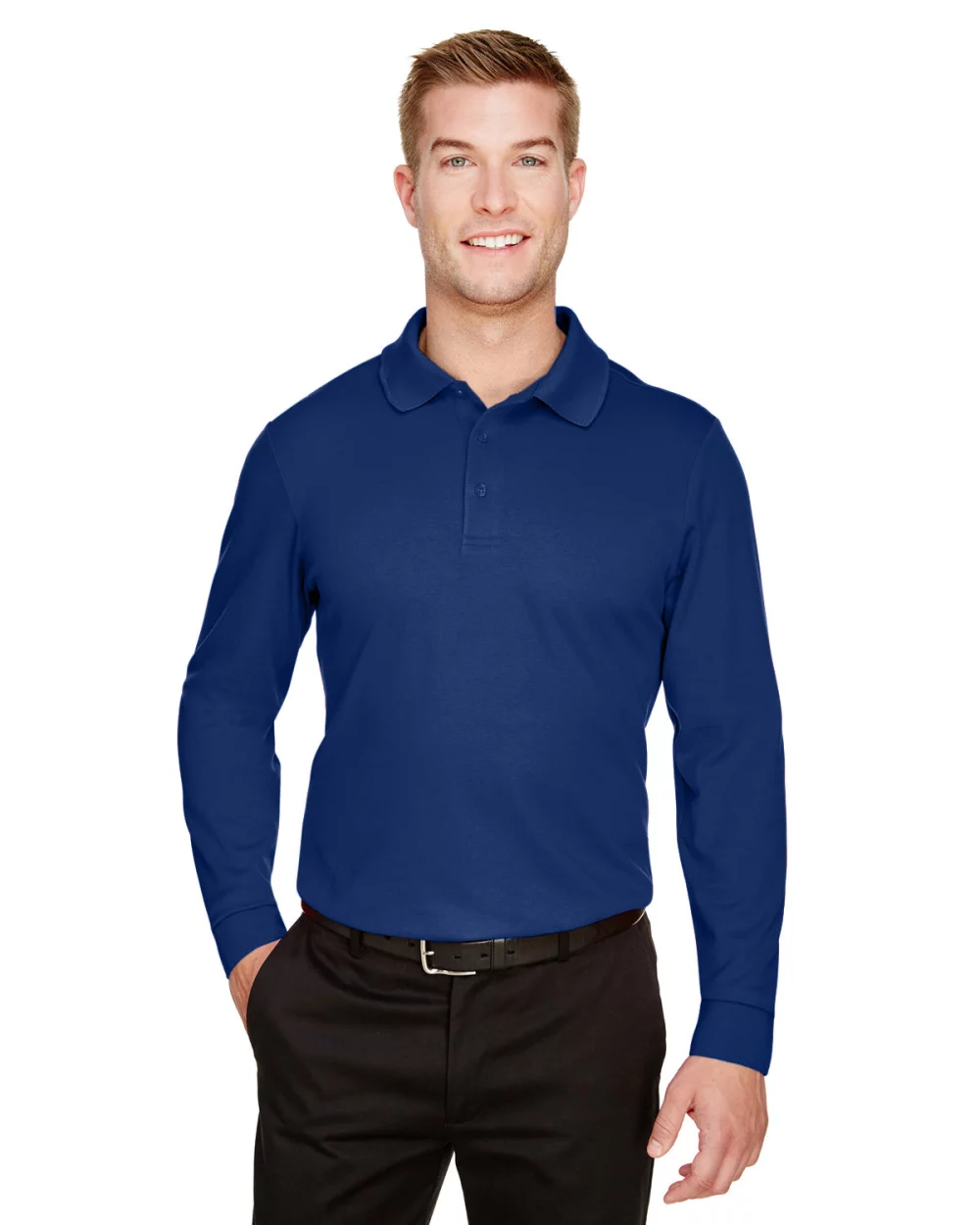 DEVON AND JONES CrownLux Performance® Men's Plaited Long Sleeve Polo