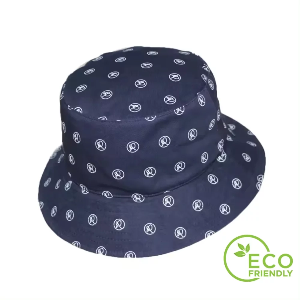 Chapeau de seau en coton biologique réversible imprimé sur toute la surface