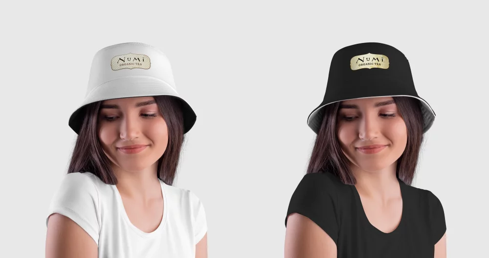 Chapeau de seau en coton biologique réversible imprimé sur toute la surface