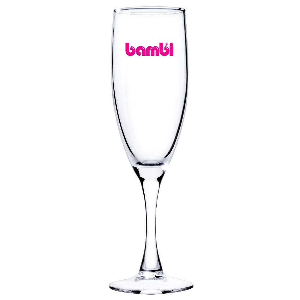 5.75 Oz. Champagne Flute Glass w/Tapered Stem (Screen Printed)