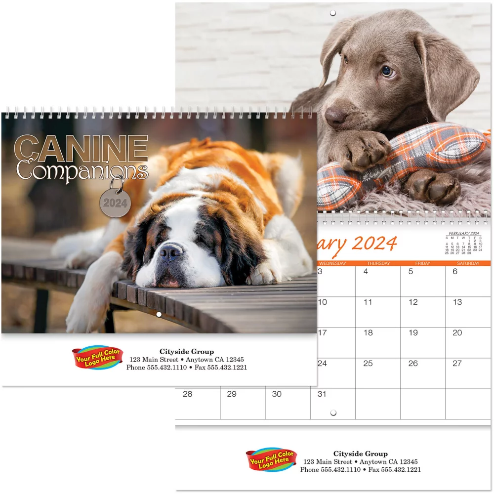 Full Colour Canine Companions Spiral Wall Calendar