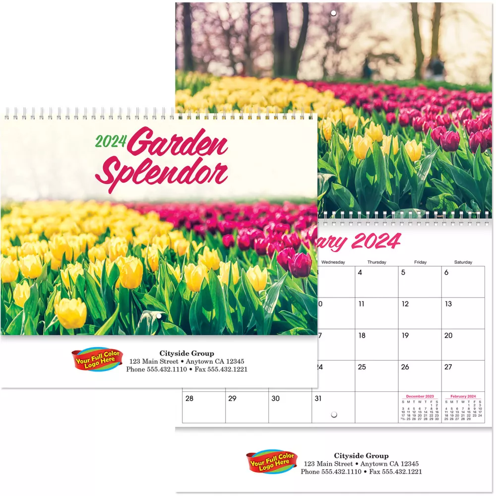 Calendrier mural en spirale Splendeur du jardin en couleur complète