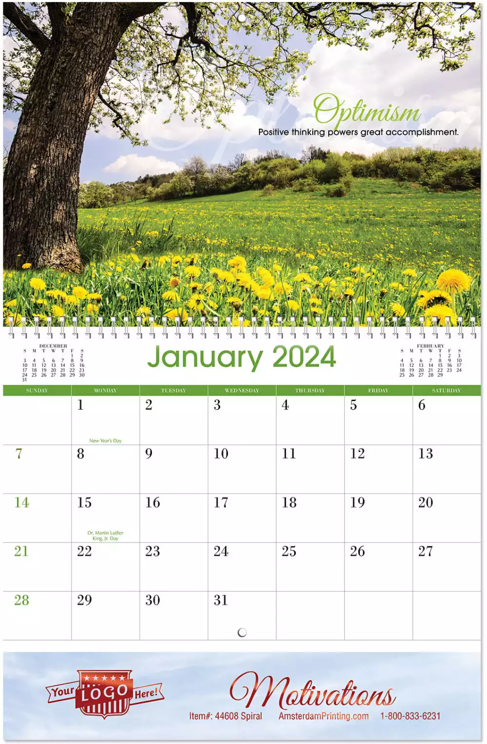 Luxe Gallery Motivations Spiral Wall Calendar