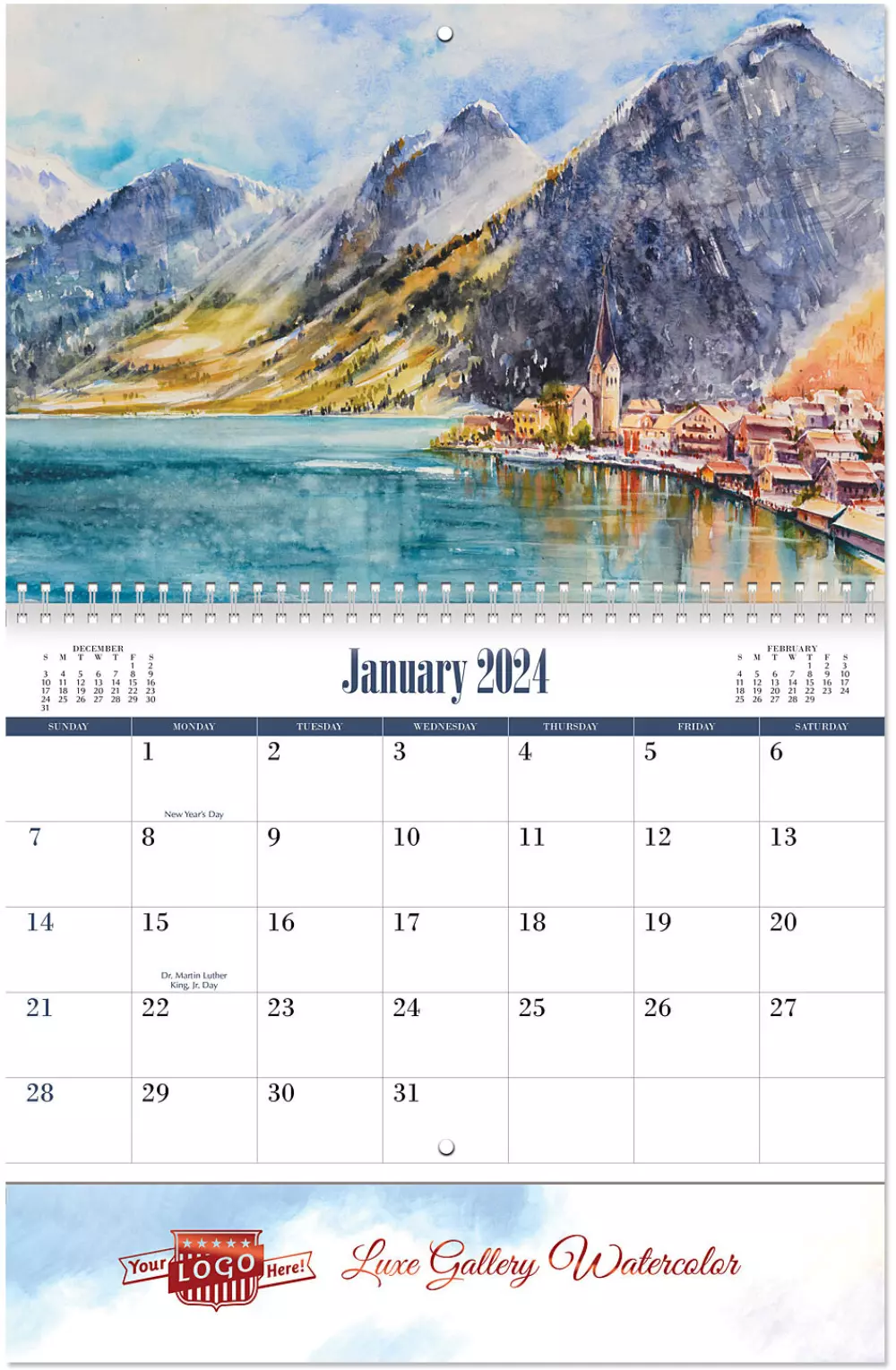 Calendrier mural en spirale aquarelle