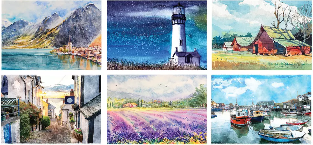 Calendrier mural en spirale aquarelle