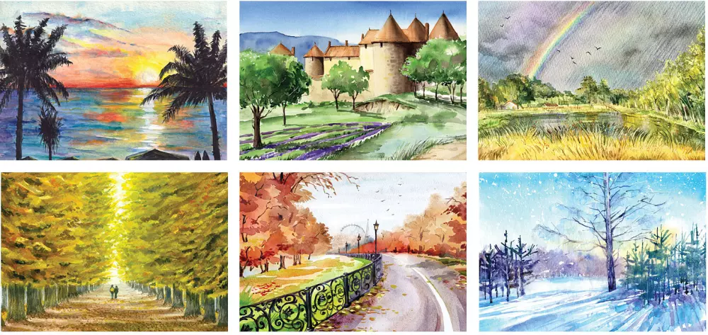 Calendrier mural en spirale aquarelle