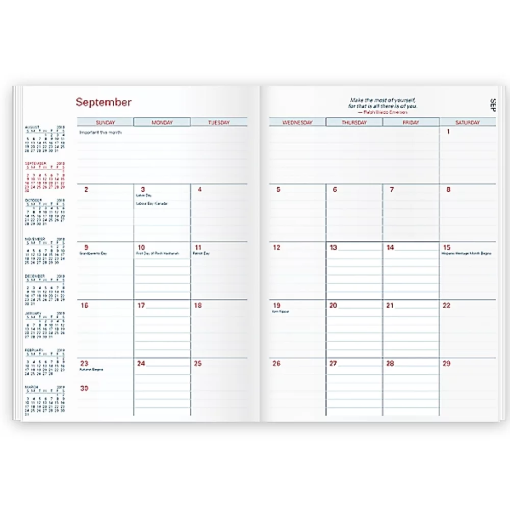 Recharge mensuelle pour planificateur de 7" x 10"