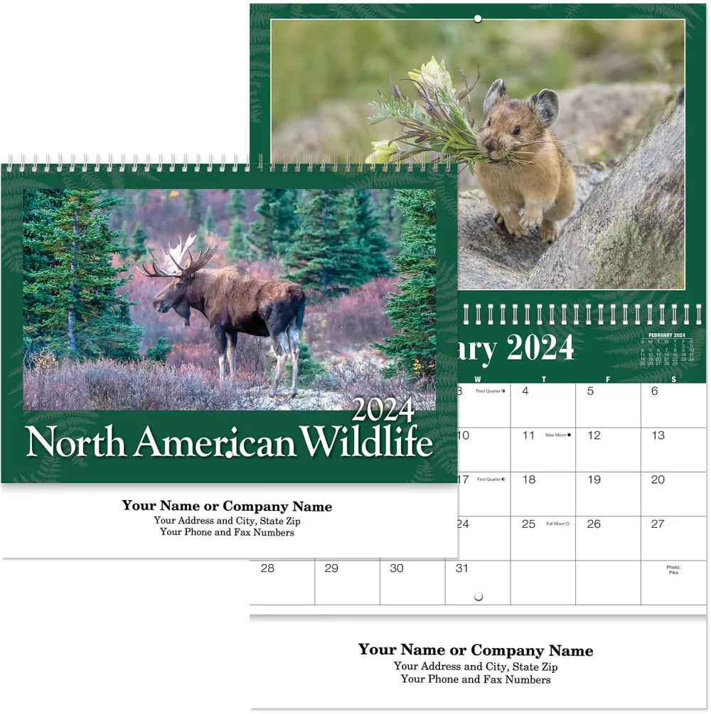 Calendrier mural en spirale sur la faune nord-américaine