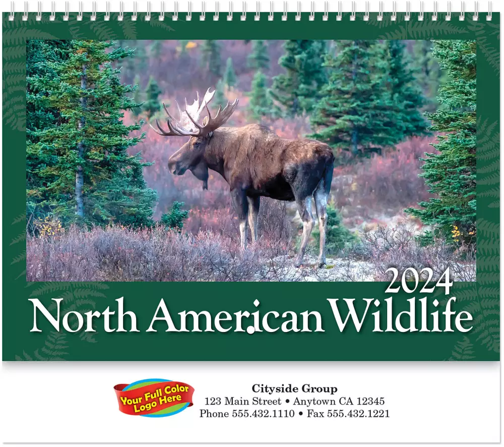 Calendrier mural en spirale de la faune nord-américaine en couleur intégrale