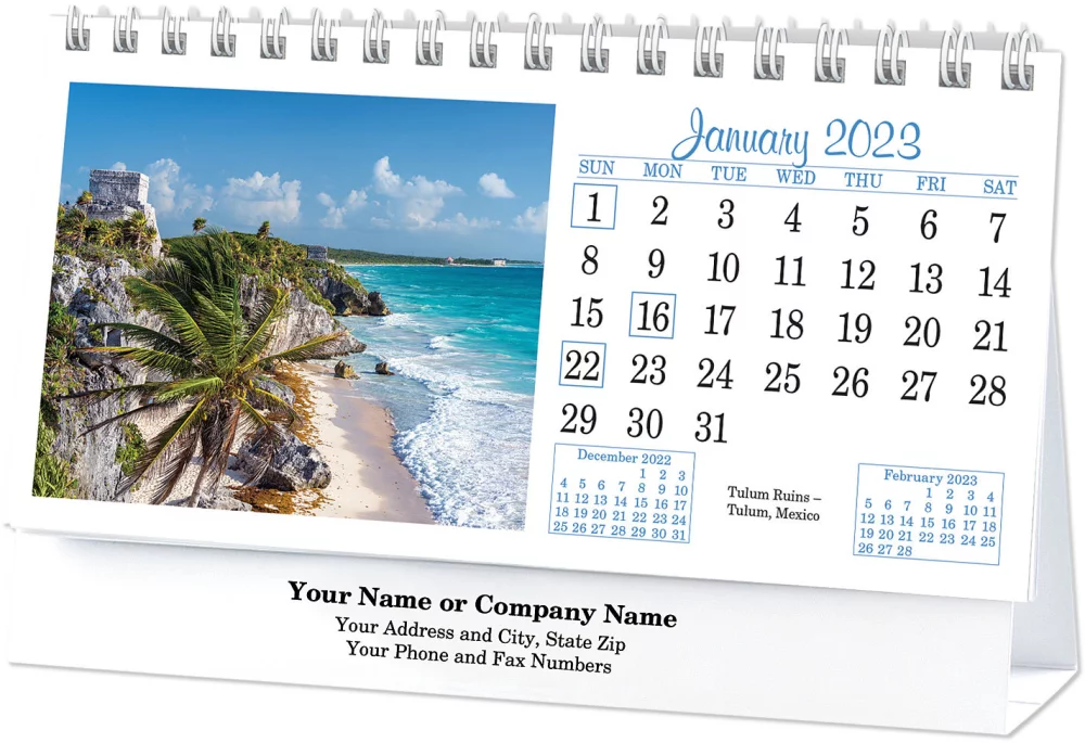 Calendrier de bureau panoramique de l'Amérique du Nord