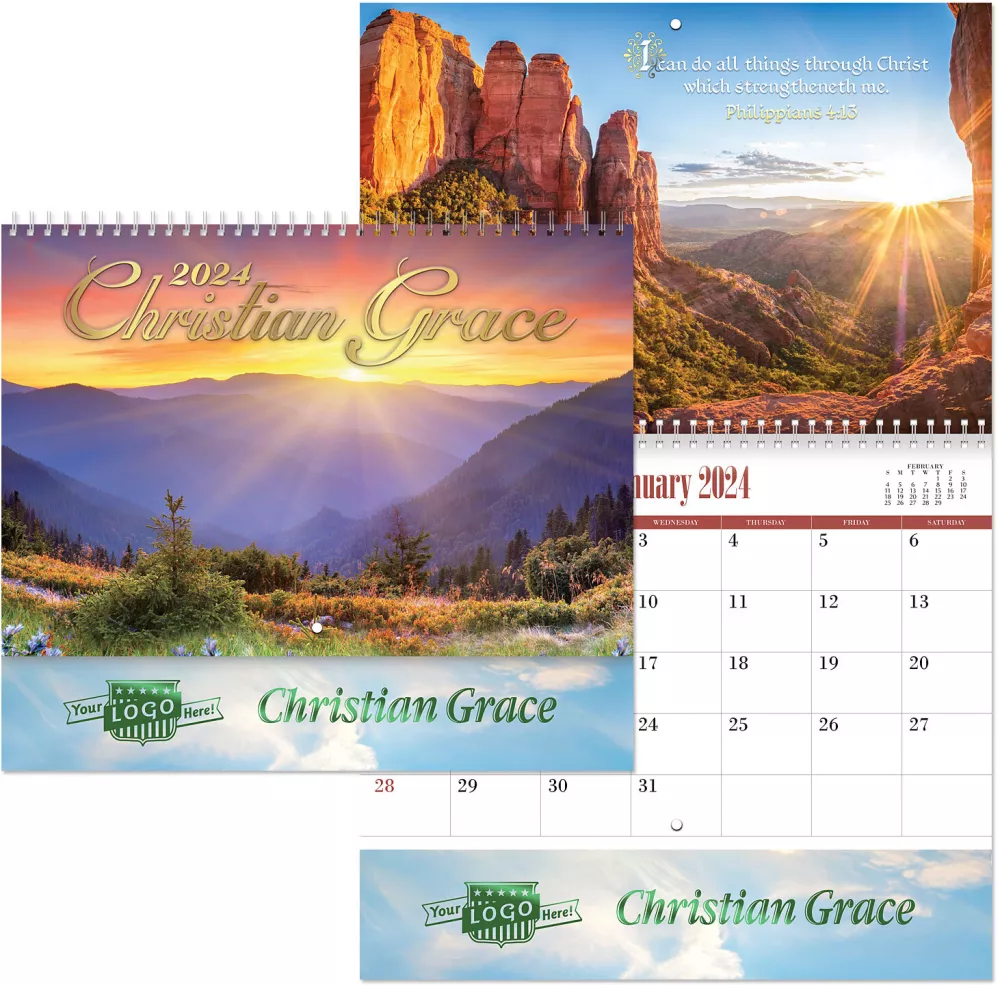Calendrier mural en spirale Christian Grace