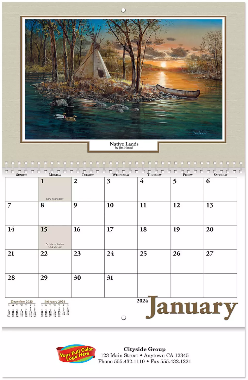 Calendrier mural en spirale retraite en forêt en couleur complète