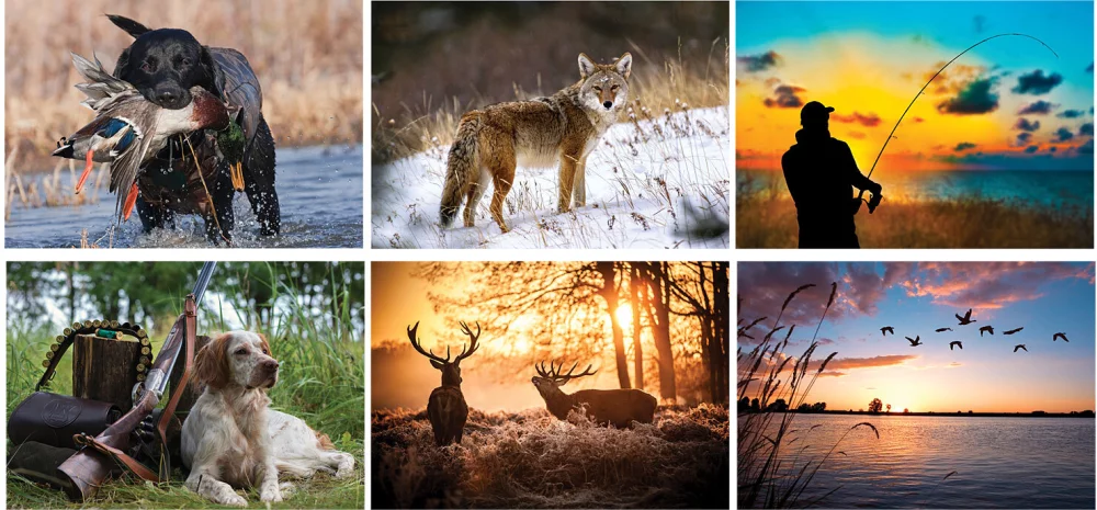 Calendrier mural spirale Sportsman en couleur plein.