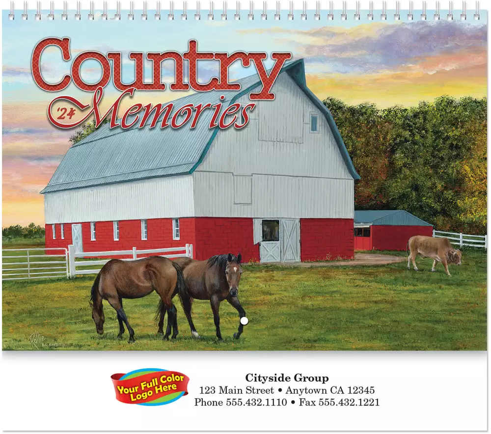 Full Colour Country Memories Spiral Wall Calendar
