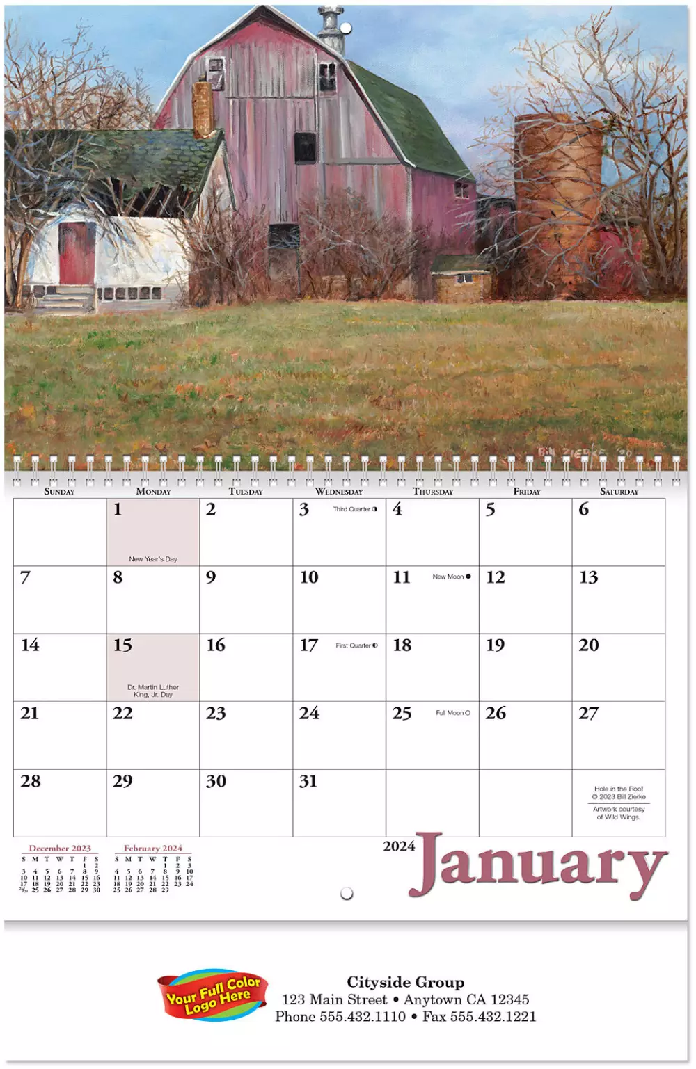 Calendrier mural en spirale Plein de souvenirs colorés du pays