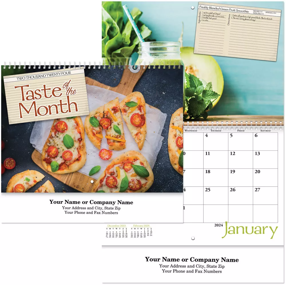 Calendrier mural en spirale du mois de la saveur