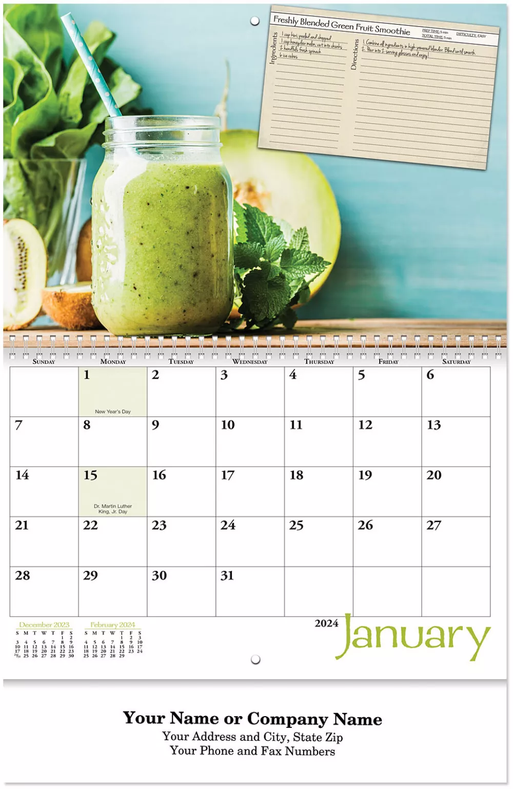 Calendrier mural en spirale du mois de la saveur