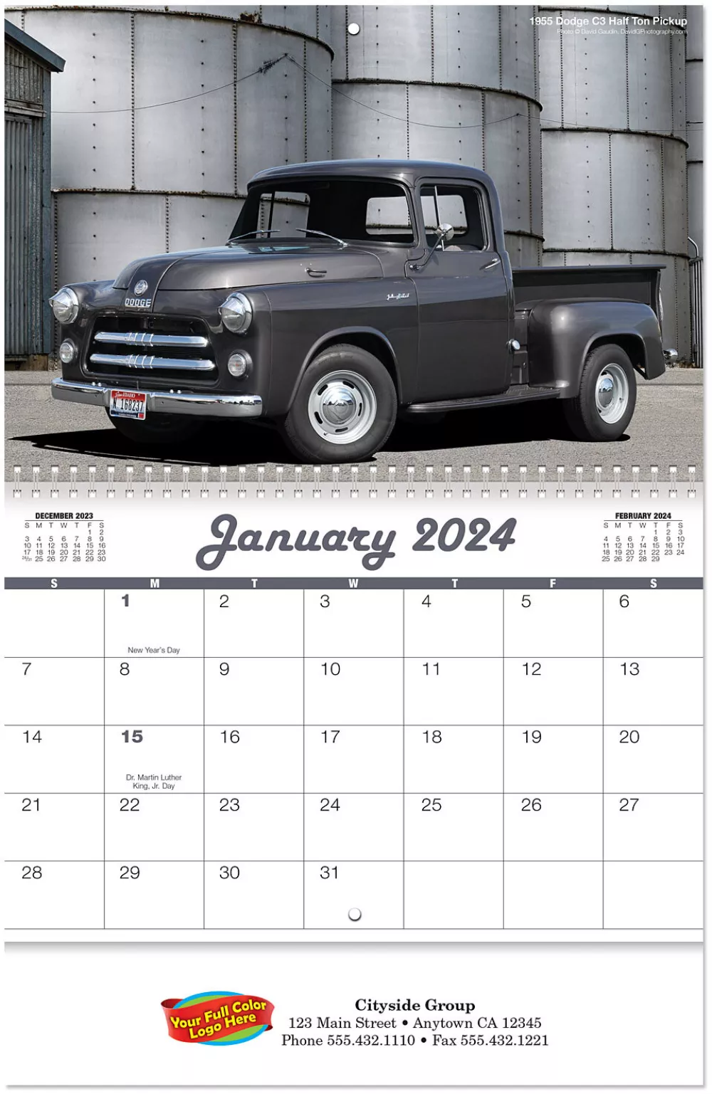 Calendrier mural en spirale Plein couleur Jours passés