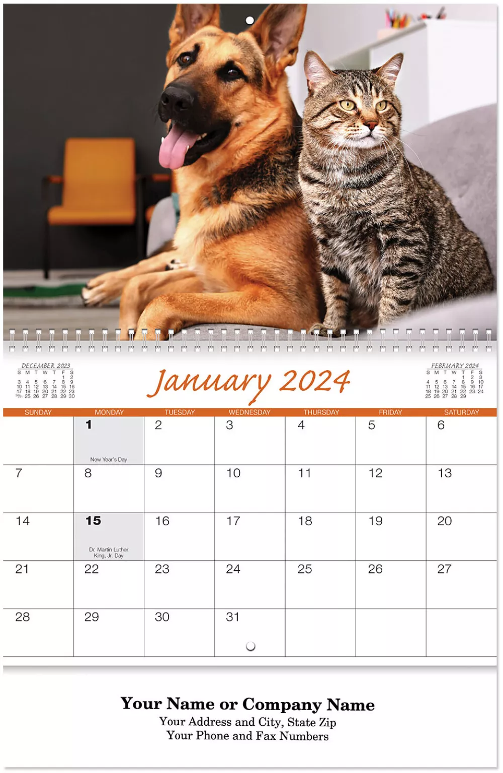 Furry Friends Spiral Wall Calendar